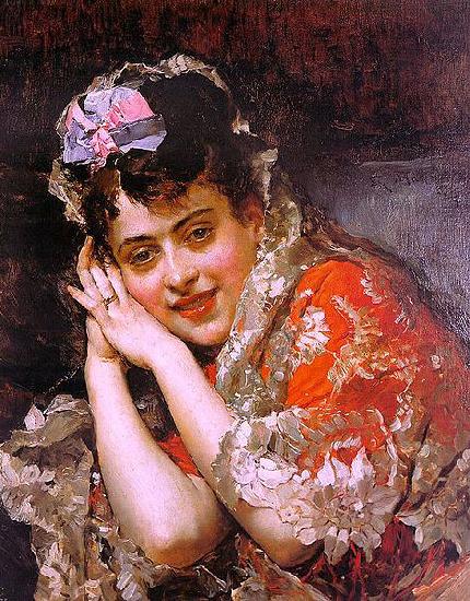 Raimundo Madrazo The Model Aline Masson with a White Mantilla china oil painting image